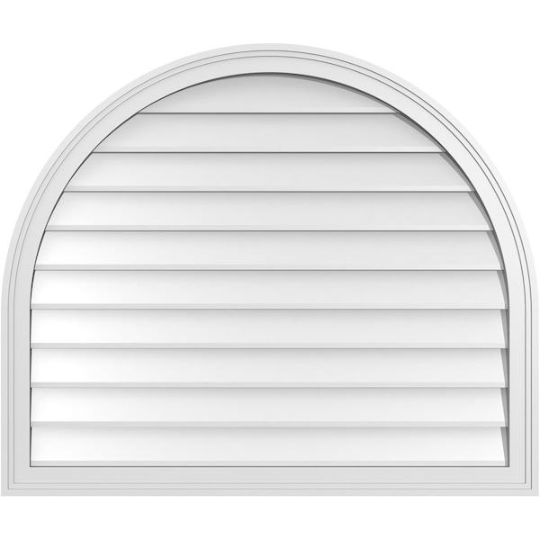 Ekena Millwork Round Top Surface Mount PVC Gable Vent w/ 2"W x 1-1/2"P Brickmould Frame, 38"W x 32"H GVPRT38X3202SN - main